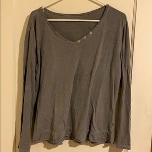 Grey long sleeve abalone buttons